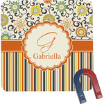 Swirls, Floral & Stripes Square Fridge Magnet (Personalized)