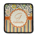 Swirls, Floral & Stripes Iron On Square Patch w/ Name and Initial