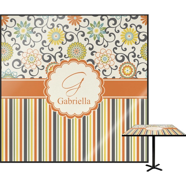 Custom Swirls, Floral & Stripes Square Table Top - 24" (Personalized)