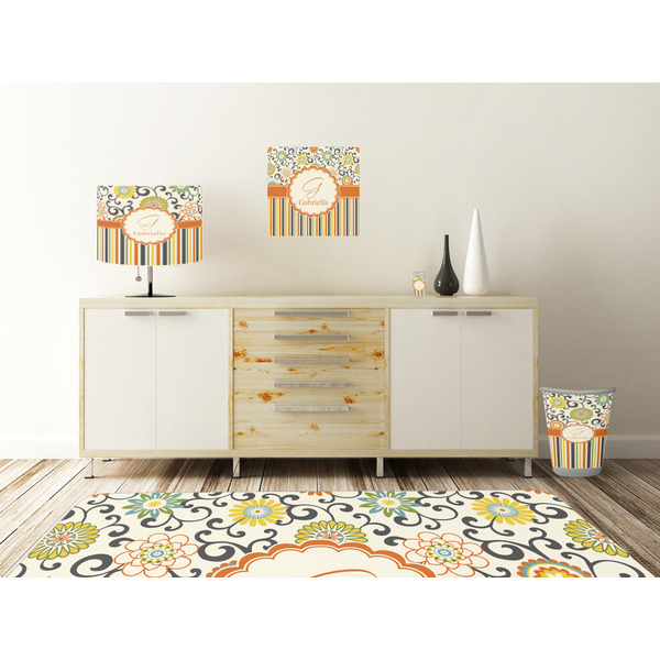 Swirls, Floral & Stripes Square Wall Decal Wooden Desk