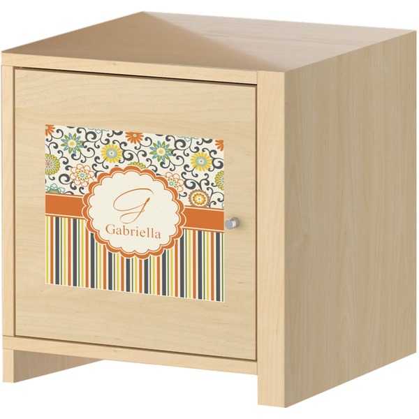 Swirls, Floral & Stripes Square Wall Decal on Wooden Cabinet