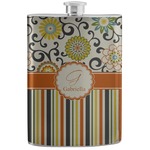 Swirls, Floral & Stripes Stainless Steel Flask (Personalized)