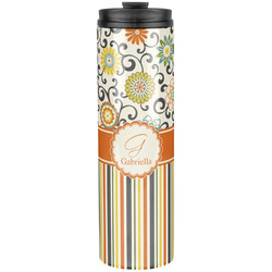 Swirls, Floral & Stripes Stainless Steel Skinny Tumbler - 20 oz (Personalized)