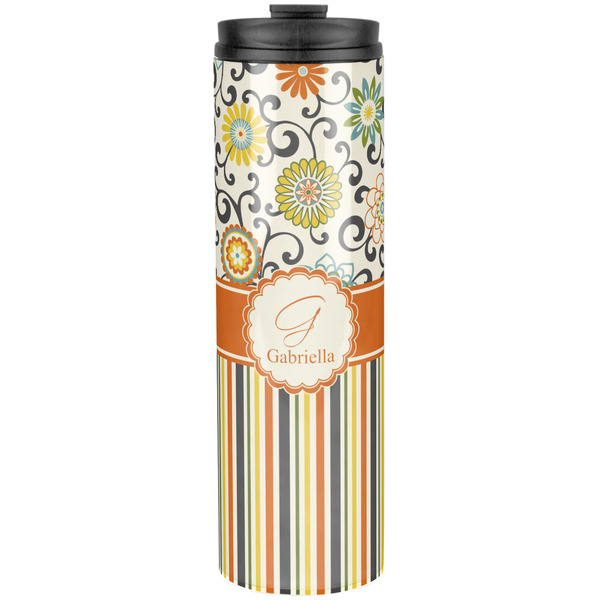 Custom Swirls, Floral & Stripes Stainless Steel Skinny Tumbler - 20 oz (Personalized)