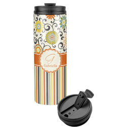 Swirls, Floral & Stripes Stainless Steel Skinny Tumbler (Personalized)