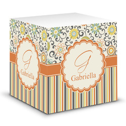 Swirls, Floral & Stripes Sticky Note Cube (Personalized)