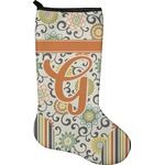 Swirls, Floral & Stripes Holiday Stocking - Neoprene (Personalized)