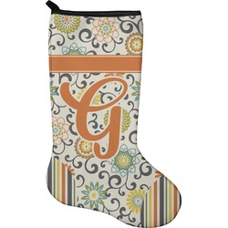 Swirls, Floral & Stripes Holiday Stocking - Neoprene (Personalized)