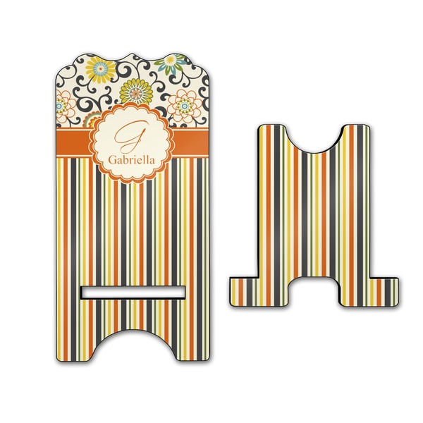 Swirls, Floral & Stripes Stylized Phone Stand - Front & Back - Large