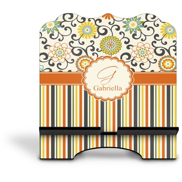 Swirls, Floral & Stripes Stylized Tablet Stand - Front without iPad