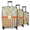 Swirls, Floral & Stripes 3 Piece Luggage Set - 20" Carry On, 24" Medium Checked, 28" Large Checked (Personalized)