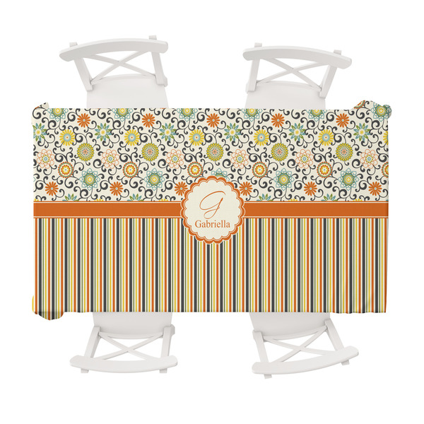 Custom Swirls, Floral & Stripes Tablecloth - 58"x102" (Personalized)