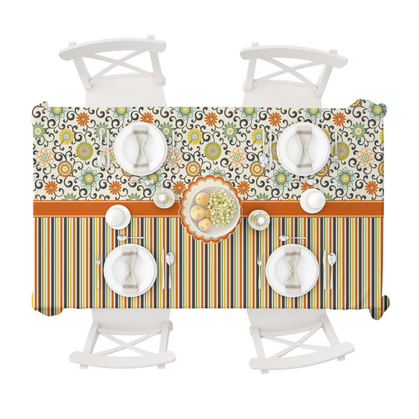 Swirls, Floral & Stripes Tablecloths (58"x102") - TOP VIEW