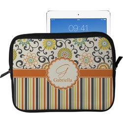 Swirls, Floral & Stripes Tablet Case / Sleeve - Large (Personalized)
