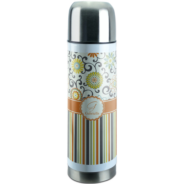 Custom Swirls, Floral & Stripes Stainless Steel Thermos (Personalized)