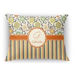 Swirls, Floral & Stripes Rectangular Throw Pillow Case (Personalized)