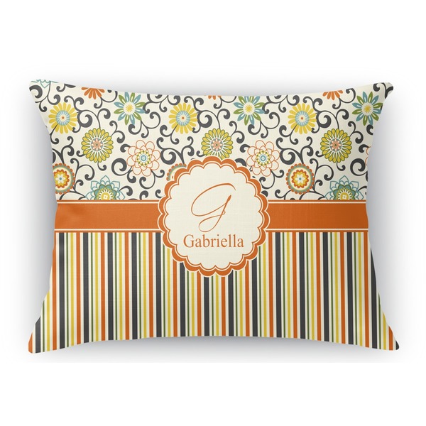 Custom Swirls, Floral & Stripes Rectangular Throw Pillow Case (Personalized)