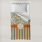 Swirls, Floral & Stripes Toddler Duvet Cover w/ Name and Initial