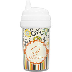Swirls, Floral & Stripes Sippy Cup (Personalized)