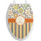 Swirls, Floral & Stripes Toilet Seat Decal - Elongated (Personalized)