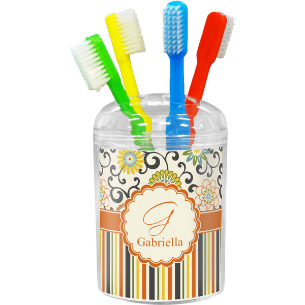 Custom Swirls, Floral & Stripes Toothbrush Holder (Personalized)