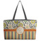 Swirls, Floral & Stripes Tote w/Black Handles - Front View