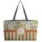 Swirls, Floral & Stripes Beach Totes Bag - w/ Black Handles (Personalized)