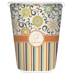 Swirls, Floral & Stripes Waste Basket (Personalized)