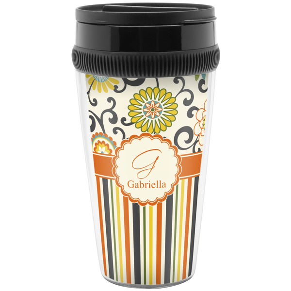 Custom Swirls, Floral & Stripes Acrylic Travel Mug without Handle (Personalized)