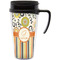 Swirls, Floral & Stripes Travel Mug with Black Handle - Front