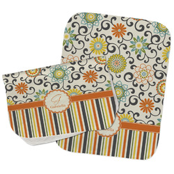 Swirls, Floral & Stripes Burp Cloths - Fleece - Set of 2 w/ Name and Initial