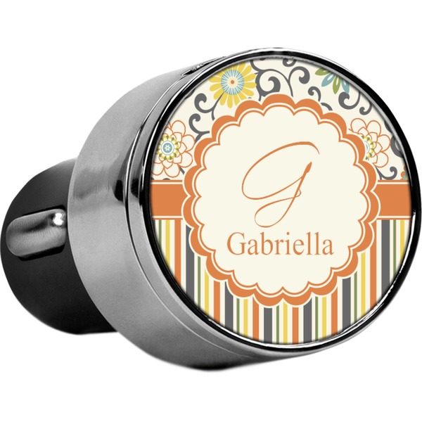 Custom Swirls, Floral & Stripes USB Car Charger (Personalized)