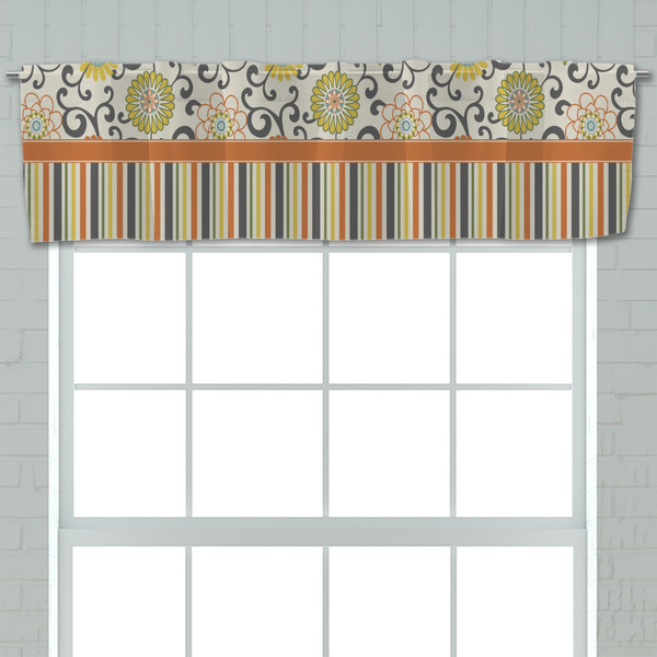Swirls, Floral & Stripes Valance - Closeup on window