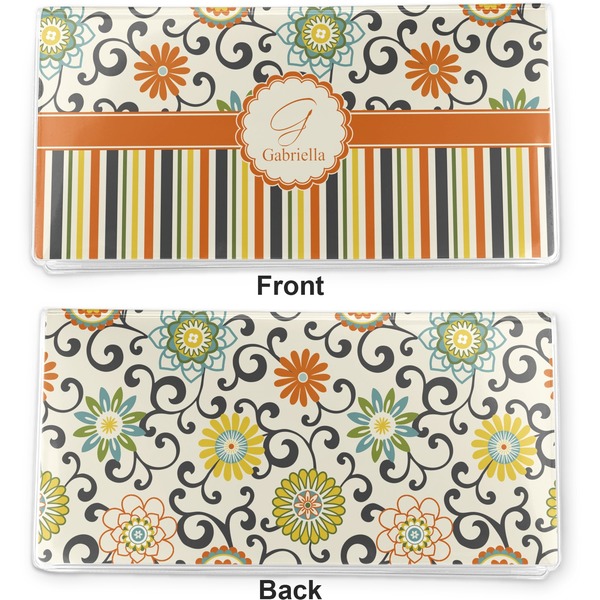 Swirls, Floral & Stripes Vinyl Check Book Cover - Front and Back