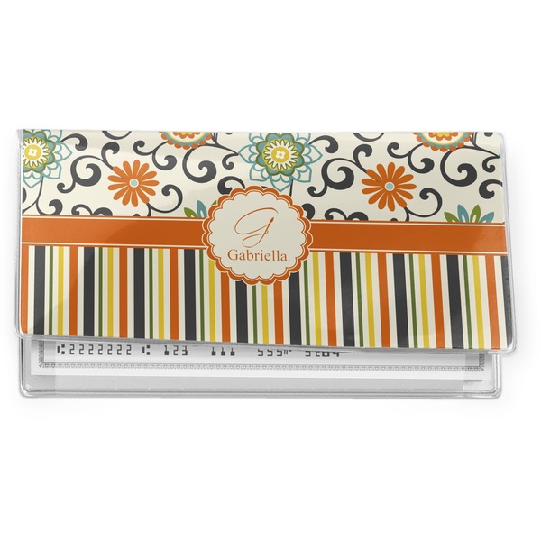 Custom Swirls, Floral & Stripes Vinyl Checkbook Cover (Personalized)