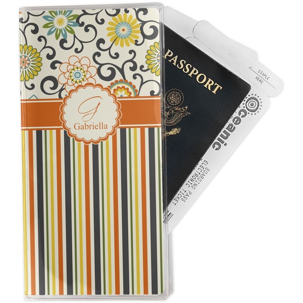 Custom Swirls, Floral & Stripes Travel Document Holder