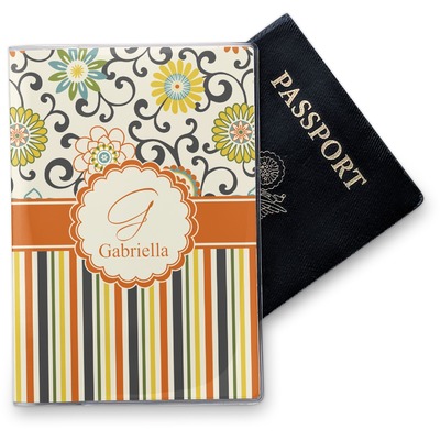Swirls, Floral & Stripes Vinyl Passport Holder (Personalized)
