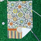 Swirls, Floral & Stripes Waffle Weave Golf Towel - In Context