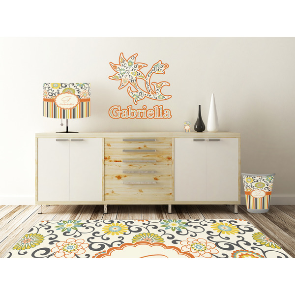 Swirls, Floral & Stripes Wall Graphic Decal Wooden Desk