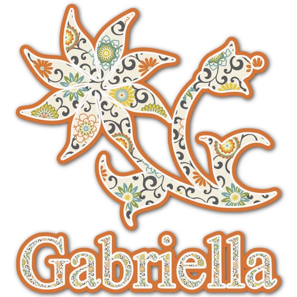 Custom Swirls, Floral & Stripes Graphic Decal - Small (Personalized)