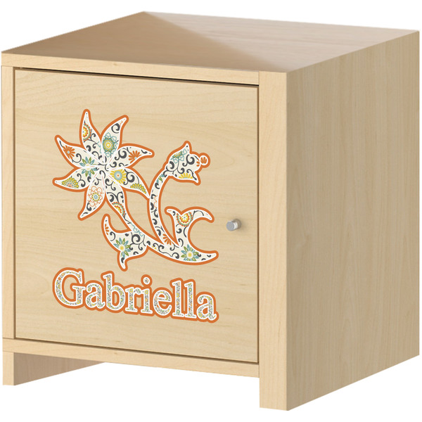 Swirls, Floral & Stripes Wall Graphic on Wooden Cabinet