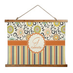 Swirls, Floral & Stripes Wall Hanging Tapestry - Wide (Personalized)