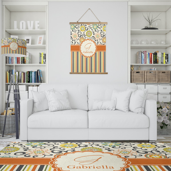 Swirls, Floral & Stripes Wall Hanging Tapestry - Portrait - IN CONTEXT