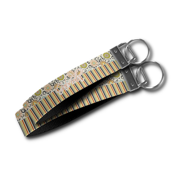 Swirls, Floral & Stripes Webbing Keychain FOBs - Size Comparison