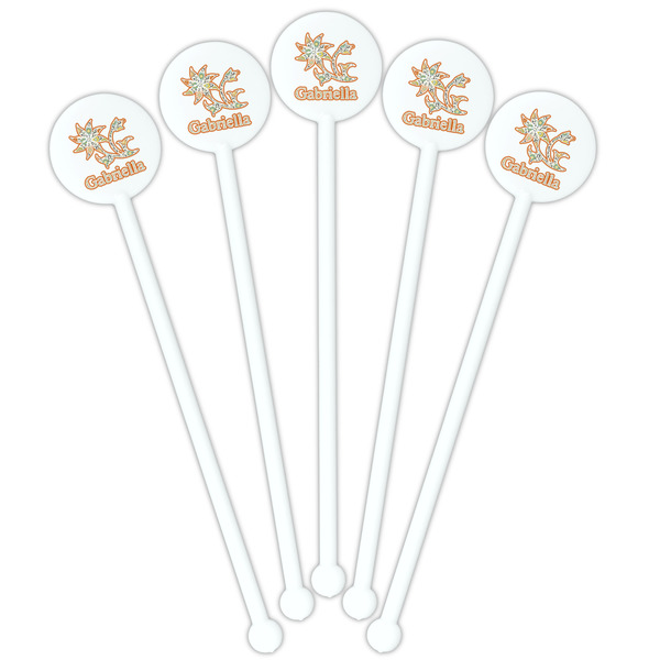 Swirls, Floral & Stripes White Plastic 5.5" Stir Stick - Fan View