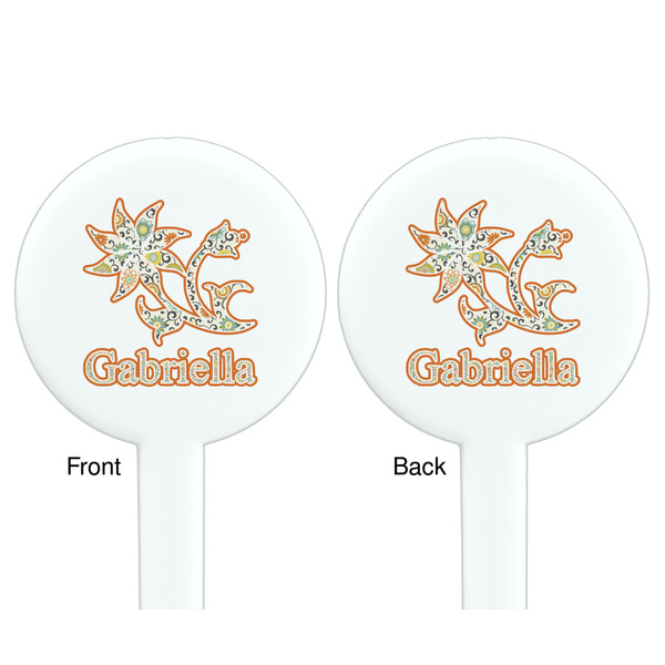 Swirls, Floral & Stripes White Plastic 7" Stir Stick - Double Sided - Round - Front & Back