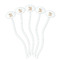 Swirls, Floral & Stripes White Plastic 7" Stir Stick - Oval - Fan