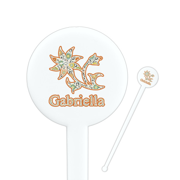 Custom Swirls, Floral & Stripes Round Plastic Stir Sticks (Personalized)