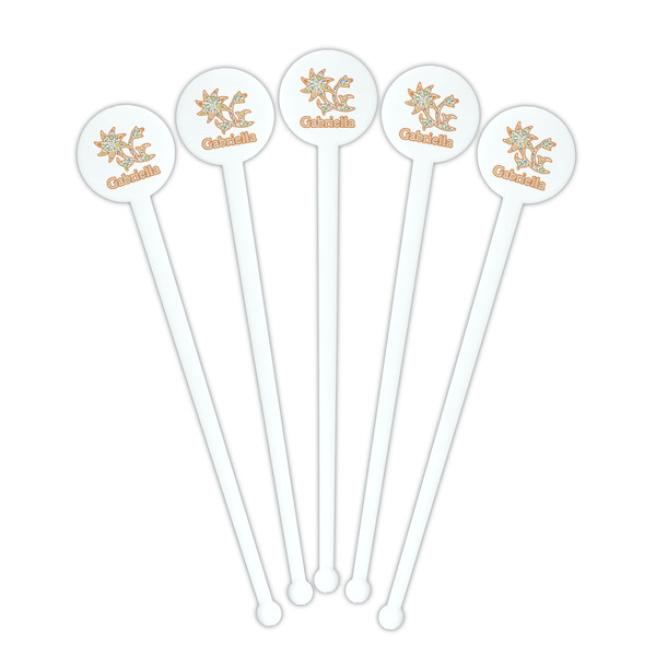 Swirls, Floral & Stripes White Plastic 7" Stir Stick - Round - Fan View