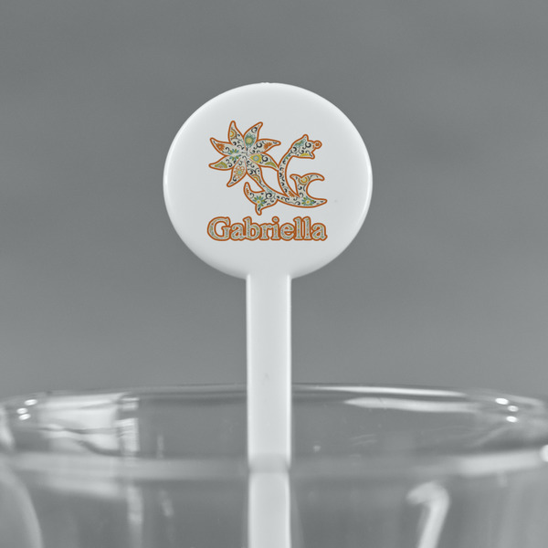 Swirls, Floral & Stripes White Plastic 7" Stir Stick - Round - Main